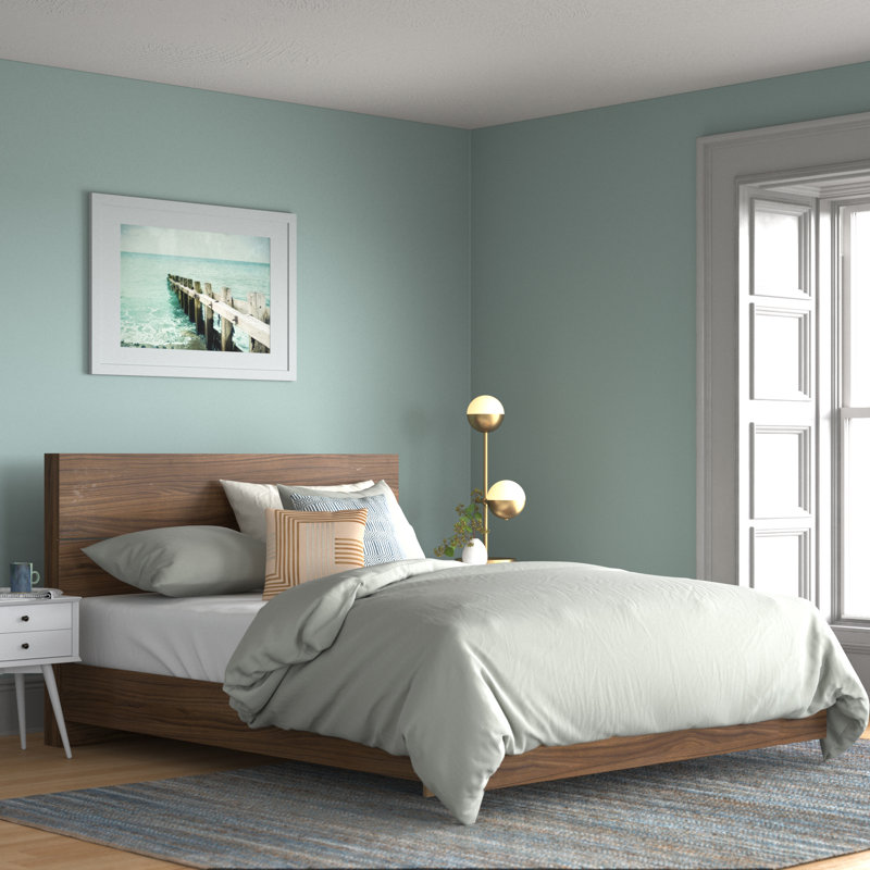 Aletse Platform Bed & Headboard, Twin, Dark Brown