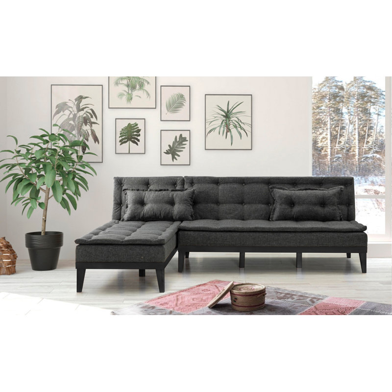Canapé modulaire d'angle rembourré 88,6 po Sky, Velours anthracite
