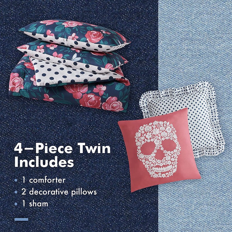 Polyester Dots Quilt, Twin Quilt + 3 Additional Pieces