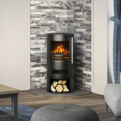 Electric Stove Heater 2000W,Electric Fireplace With Indoor Log/Wood Burner Effect,Modern Freestanding LED Flame Fireplave Stoves Adjustable Thermostat (ADFE07 Fireplace, White