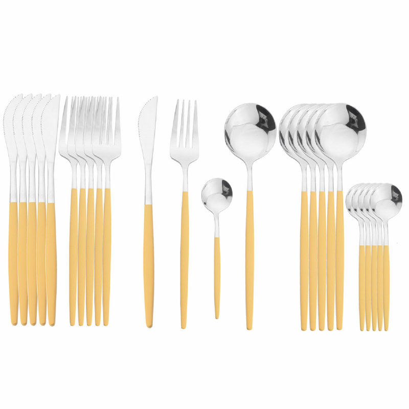 Service de couverts 24 pièces pour 6 personnes Hilten, Orange / argenté