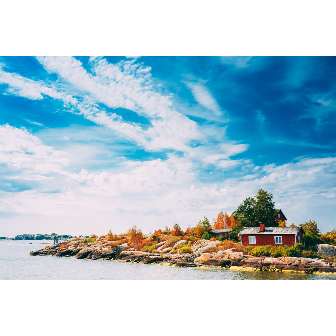 Leinwandbild Pier, Harbour and Quay, Island Near Helsinki, Finland von Bruev