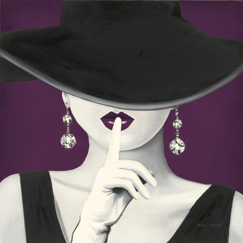 Haute Chapeau mauve I V2, H 30 po x l 30 po, White, Imprimé avec cadre noir