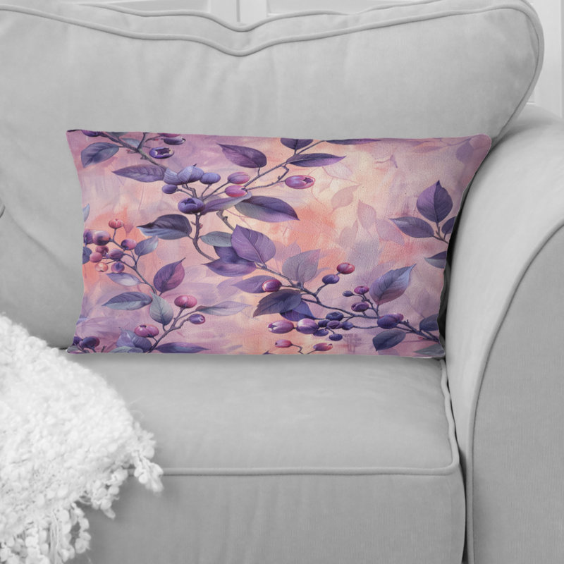 Coussin lombaire mauve, moderne et floral