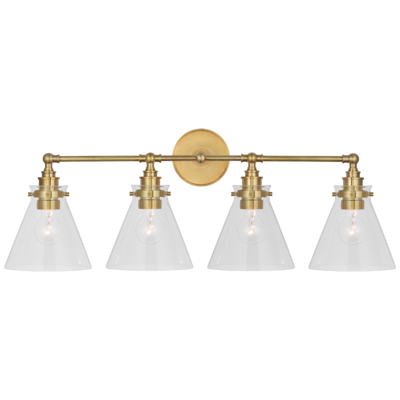 Parkington 4 - Light Vanity Light, Antique Burnished Brass, White