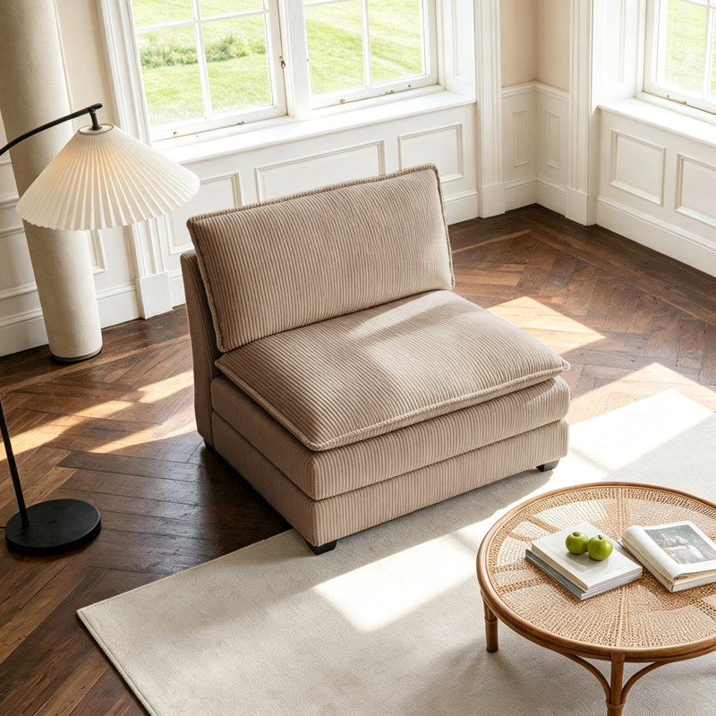 Fauteuil d'appoint sans accoudoirs Lauretta, Camel