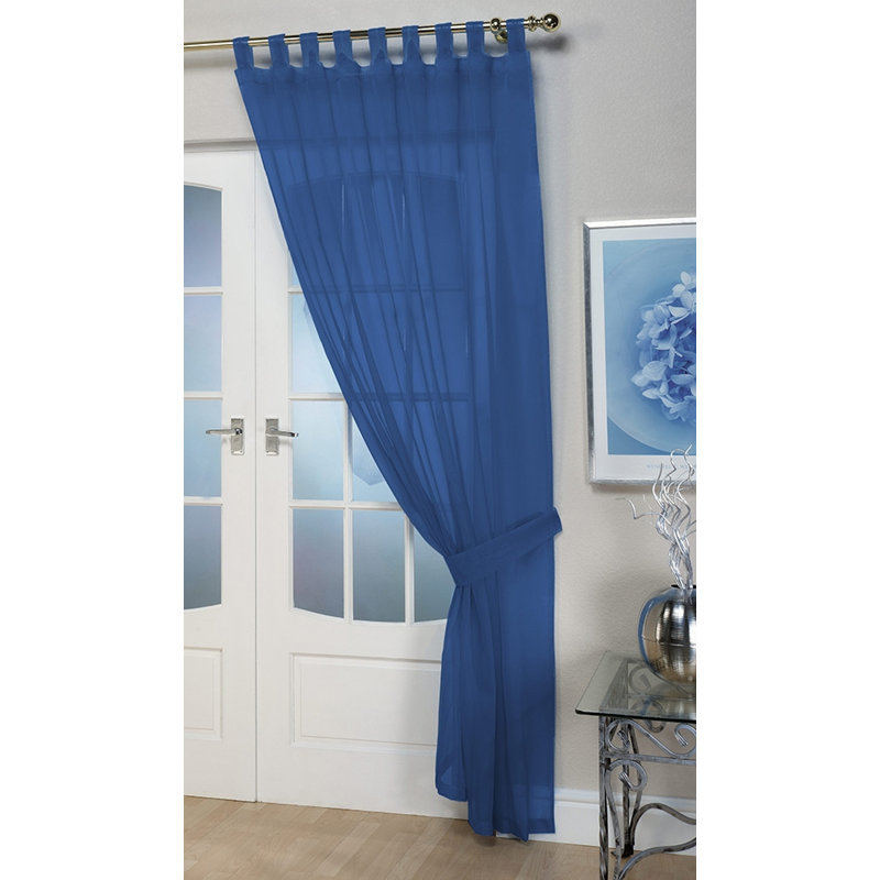 Alisme Cotton Sheer Curtain Single Panel, Navy