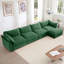 Canapé modulaire en L 4 places, canapé 4 places avec 1 repose-pieds mobile, accoudoirs en forme de croissant et coussins de dossier et d'accoudoirs enveloppants, vert chenille