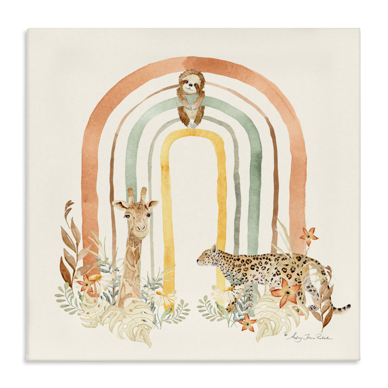 Toile d'arc-en-ciel Jungle Animals, par Audrey Jeanne Roberts, H 17 po x l 17 po