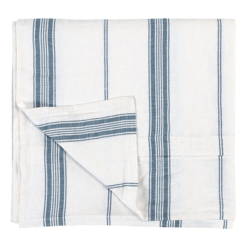 Brooke Duvet Cover, Queen Duvet Cover, White/Blue Striped