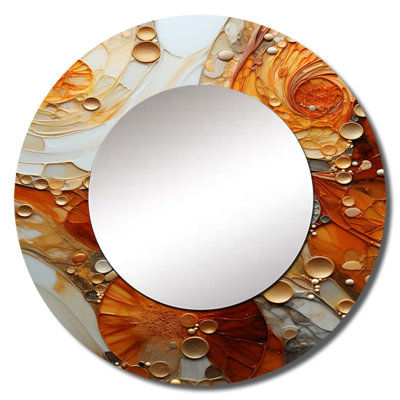 Encaustic Spirals I - Abstract Spirals Mirror, Modern Round Decorative Wall Mirror, Printed Metal Art