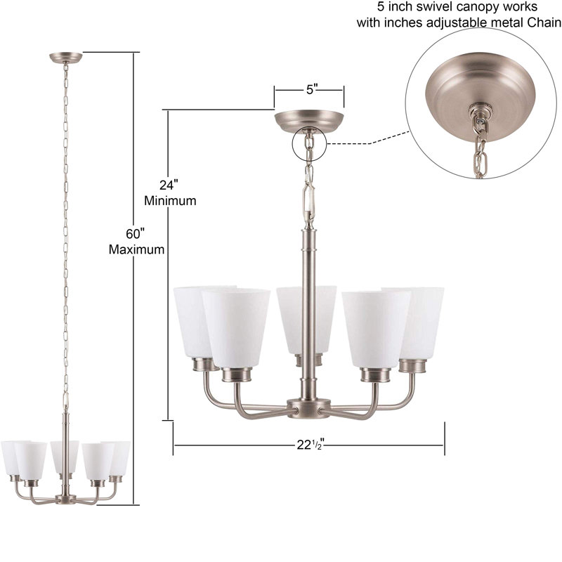 Lustre classique/traditionnel ombré 5 lumières Selig