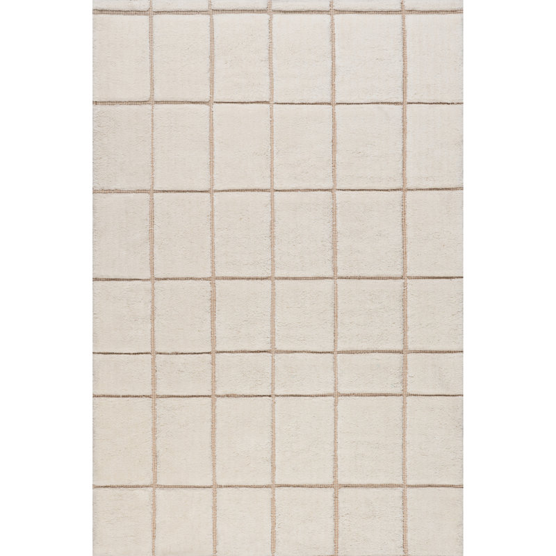  Tapis en laine Em à carreaux de Nouvelle-Zélande, Rectangle 8 pi 6 po x 11 pi 6 po