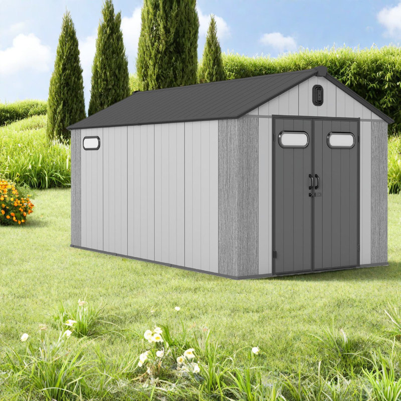 Spacious Sheds, 8x16 Ft Resin Steel Modern Storage For Backyard Home
