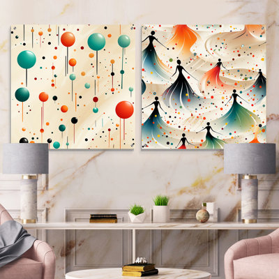 Corinthia - Abstract Midcentury Acrylic Wall Art Glass Set Of 2