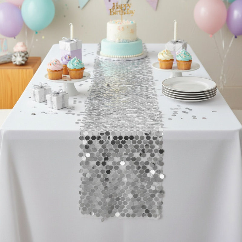 Chemin de table à paillettes paillettes léger 12 x 108 pouces Sparkle table à manger linge de table décor pour les fêtes et le mariage
