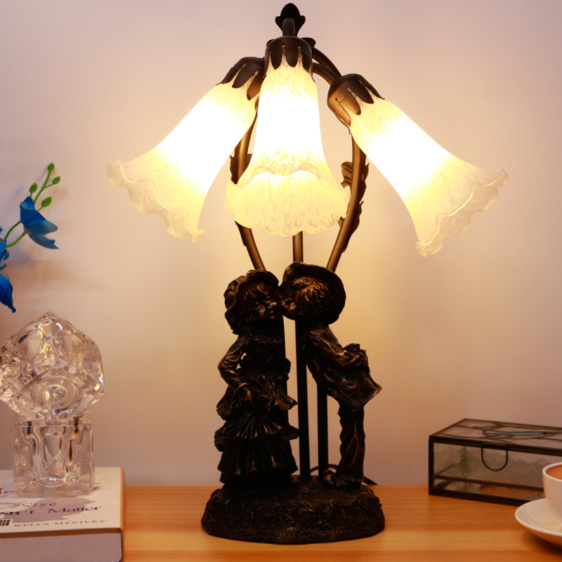 Amena Resin Desk Lamp, White Alabaster