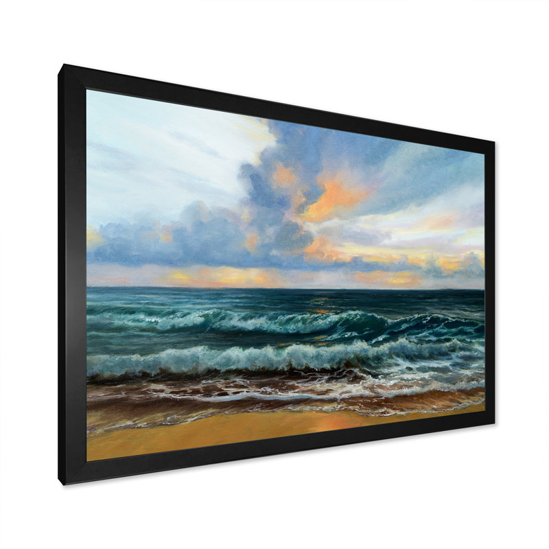 «Wild Blue Ocean Waves», reproduction sur toile, Cadre photo noir, H 8 po x l 12 po x P 1 po