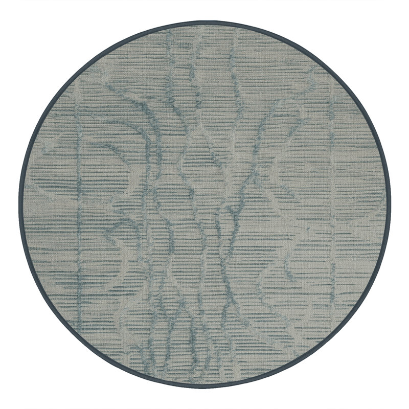 Tapis abstrait gris lavable à la machine, Rond 8 pi