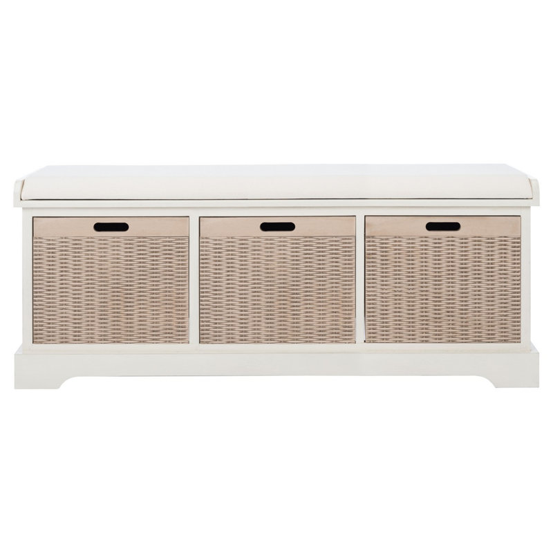 Banc de rangement Modern Nelsen, Blanc vieilli