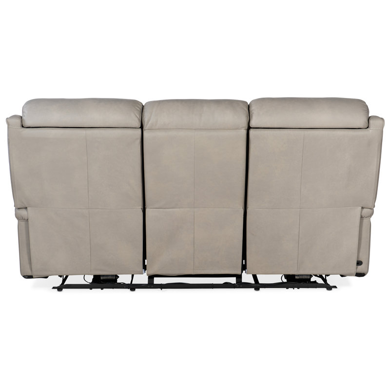 MS 78" Genuine Leather Square Arm Reclining Sofa, Gray Genuine Leather