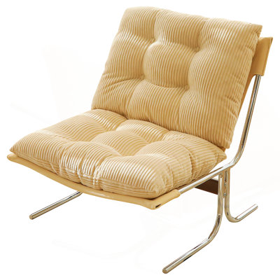Modern Accent Chair, Comfy Living Room Chair With Metal Chrom Frame, Upholstered Soft Cushion Sofa Chairs For Home Office,Bedroom,Dining Room (Cream-1