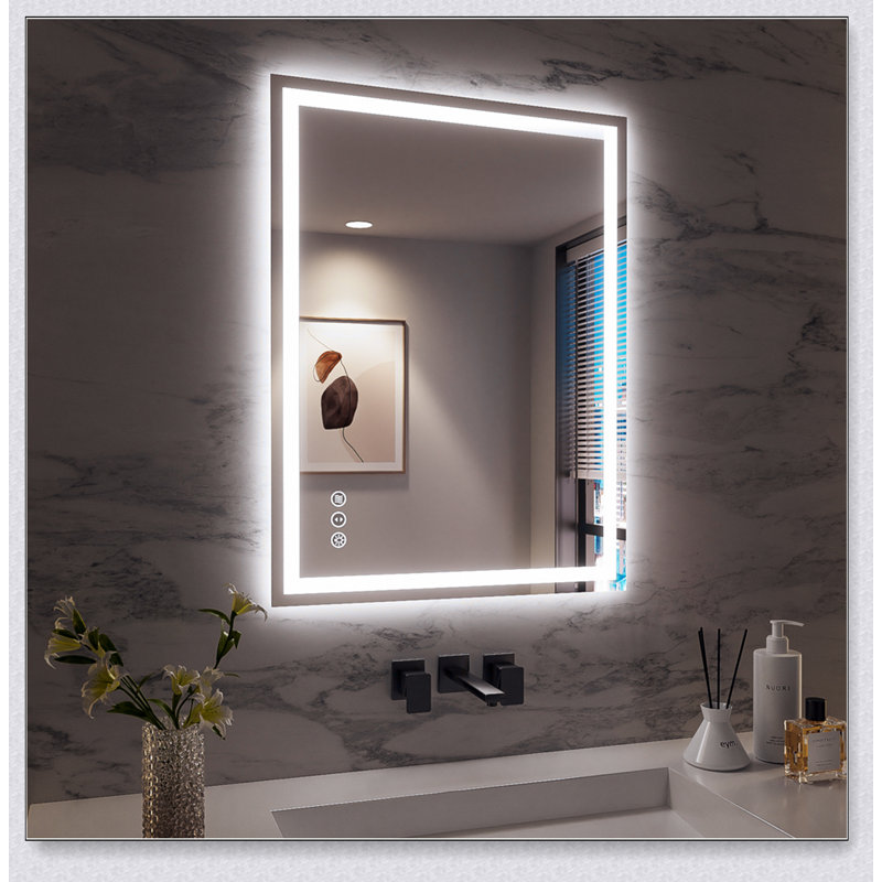 Miroir de salle de bain intelligent sans cadre à DEL avec éclairage à intensité variable et fonction antibuée pour une visibilité et un style améliorés