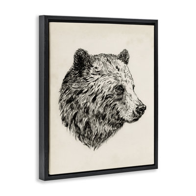 «Rustic Bear», art mural encadré noir sur toile flottante par Victoria Barnes