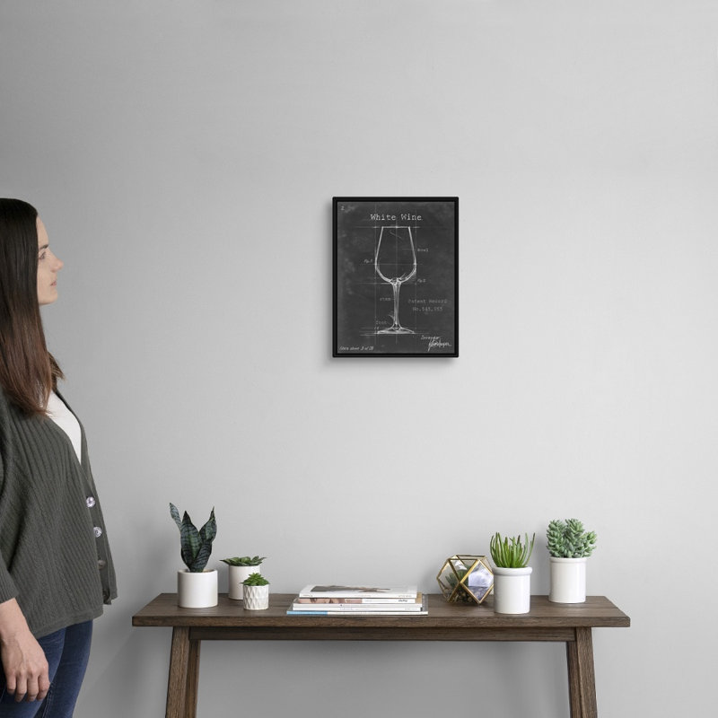 Barware Blueprint IV - Impression sur toile, H 15,7 po x l 12,7 po x P 1,75 po, Cadre flottant noir