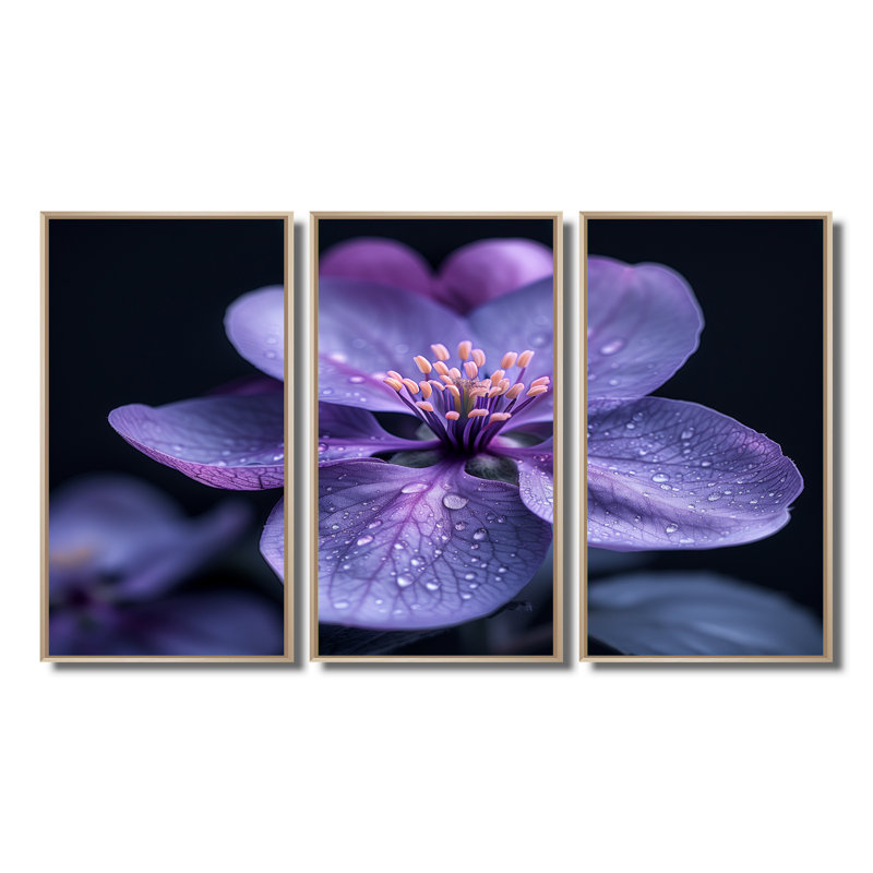 Mauve noir Moody Majesty Apple Blossom - ensemble de salon art floral, Cadre naturel flottant, H 32 po x l 48 po
