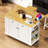 48 Inch Large Kitchen Island With Drop Leaf,Power Outlet,Internal Storage Rack,Rolling Kitchen Storage Cart On 5 Wheels With 5 Open Side Racks For Kitchen,Dining Room (Not Include Stools)-1300397503