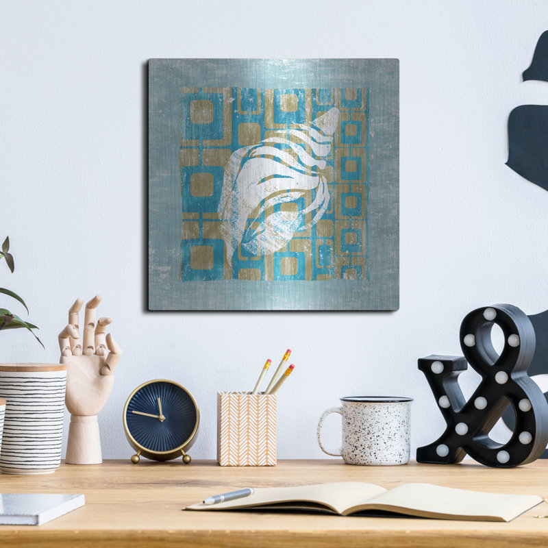 Beachcrest Home ™ «Shell Game 2» par Alicia Soave, art mural en métal, H 12 po x l 12 po