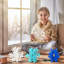 Décoration de table flocon de neige d'hiver - bleu et blanc - panneaux en bois 3D, pièce maîtresse de Noël pour la maison ou les fêtes