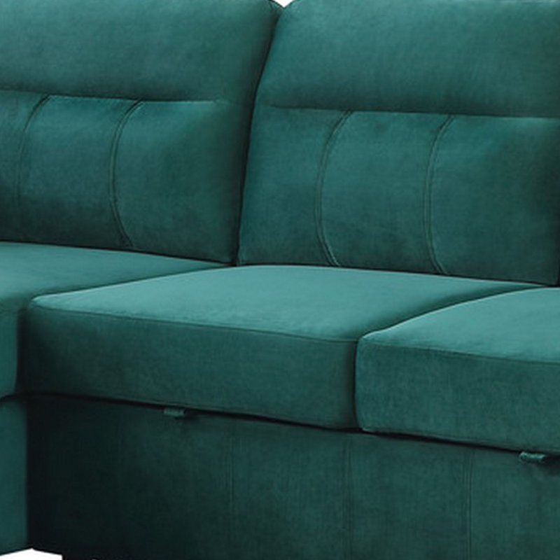Canapé-lit modulaire réversible en tissu 96,5 po, Velours vert, Réversible