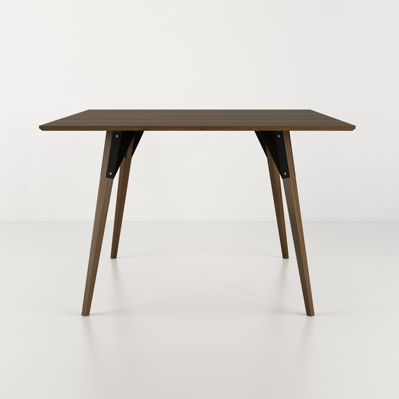 Clarke Walnut Dining Table, 30" H x 46" L x 46" W, Walnut, Black/Walnut