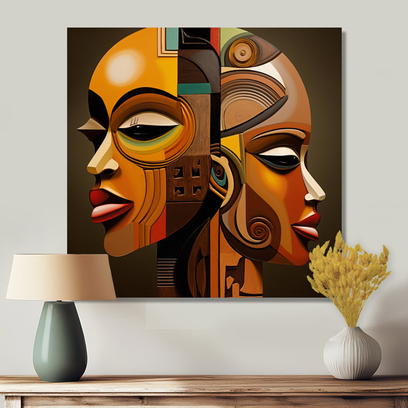 Kushite Vision Minimal Contemporary - Masque africain, impression d'art mural, Métal métal, H 16 po x l 16 po x P 1 po