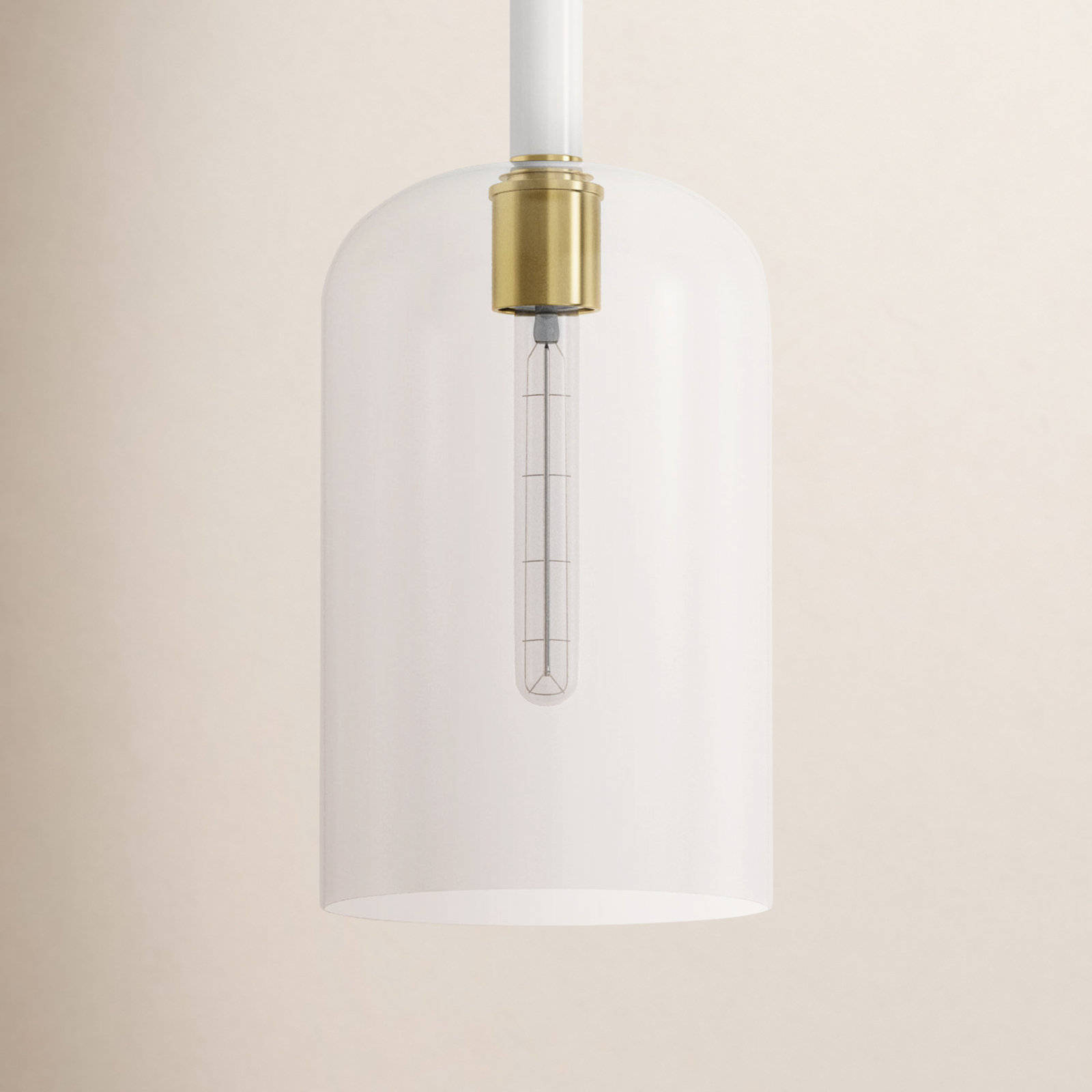 Tegan Single Light Glass Dimmable Pendant, Burnished Brass