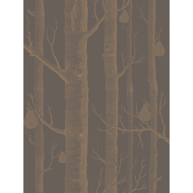Contemporary Restyled Floral Wallpaper Roll, Bronze/Black