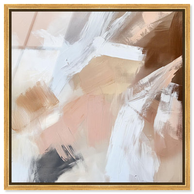 Taupe and Ash I Framed High-Gloss Acrylic Glass Wall Art Boho Minimalist by Art Remedy, Gold Frame, 16 x 16