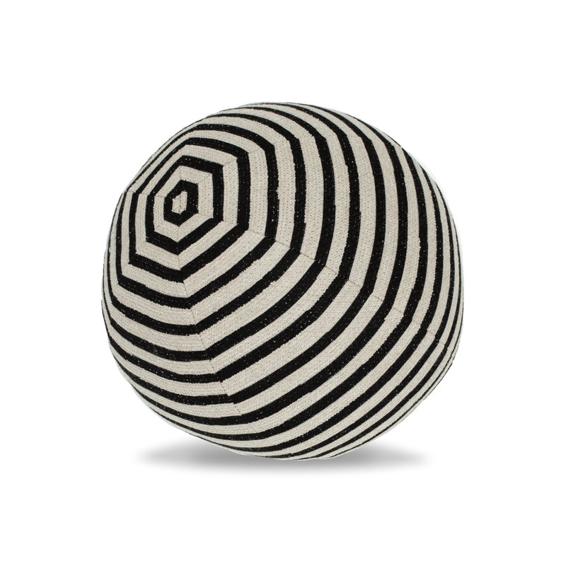 Multicolor Orb Woven Accent Pillow Cover & Insert, Black/Ivory Striped