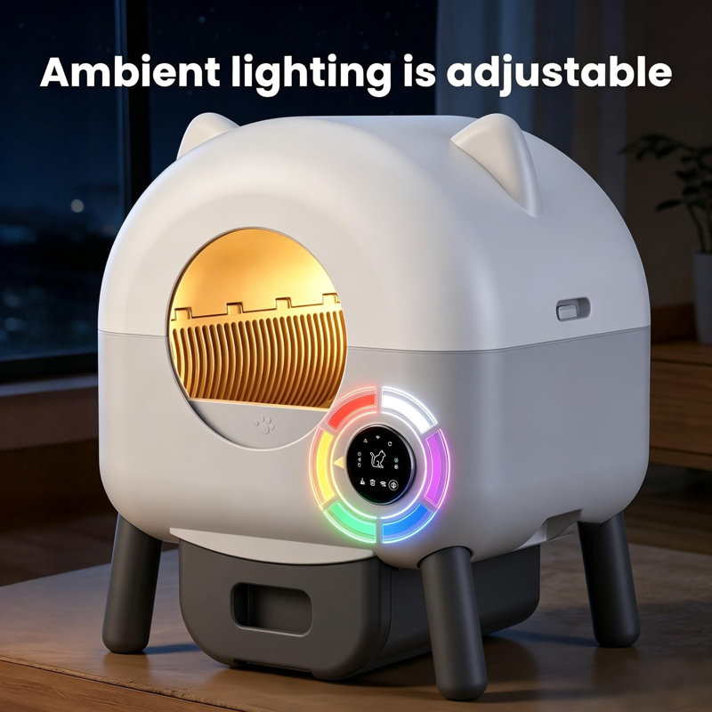 76L Self-Cleaning Automatic Cat Litter Box with App Control - Anti-Pinch Safety Sensors - Odour Control Quiet Motor - Sleep Mode & Adjustable Ambient Lights - Covered Lid