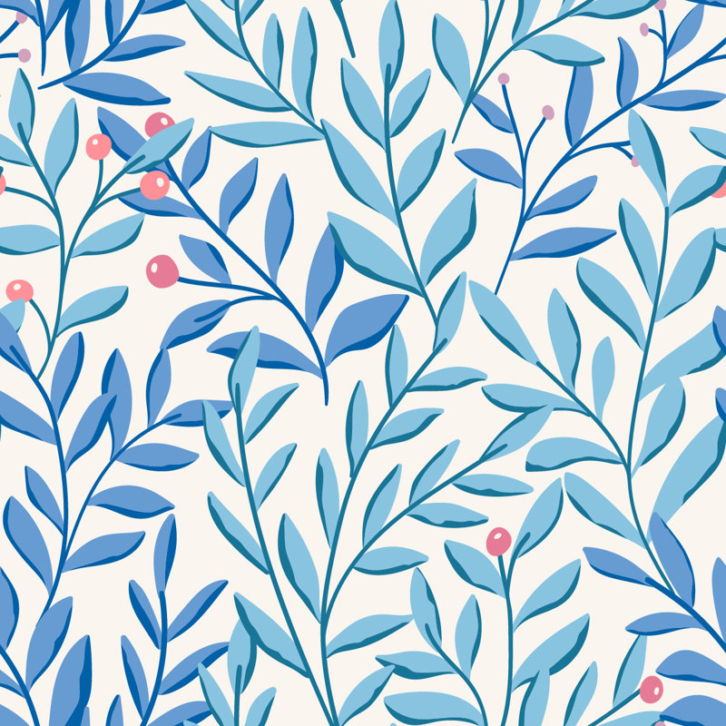 Panneau de papier peint auto-adhésif L 18,75 pi x l 25 po Leaves and Berries, L 124,8 po x l 25 po