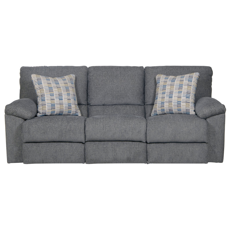 Charell Reclining Sofa, Blue Polyester, Manual 
