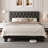 King Upholstered Bed Frame with Headboard, Button Tufted Linen Bed Base, Platform Bed with Wood Slat, Heavy Duty, Easy Assembly, No Box Spring Needed,Dark Grey-1760463004-1760463002