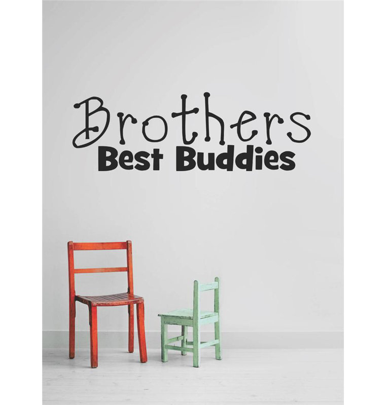 Décalcomanie murale frères best copains, H 8 po x l 30 po x P 0,16 po, Bleu sarcelle/Gris