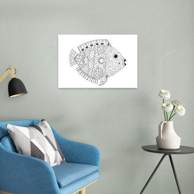 Flamboyant Fish Geometric Fish Ocean Tropical Wall Art Print 1 Piece Wrapped Canvas Wall Art