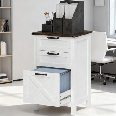 Classeur de style moderne avec 3 tiroirs, rangement de bureau pour le format A4, maison et bureau, style campagnard rustique