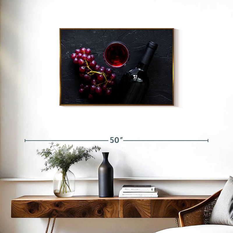 Vin rouge élégant, Cadre flottant doré, 31 po x 21 po