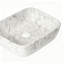 19" White Marble Rectangular Ceramic Vessel Sink, Modern Above Counter Bathroom Basin