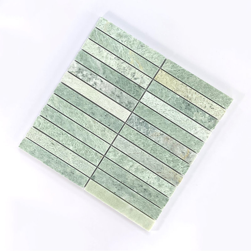 1" X 6" Stack Natural Stone Mosaic Wall And Floor Tile, Ming Green